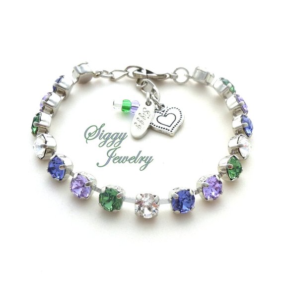 Twilight Serenade Tennis Bracelet made with 6mm Genuine Austrian Crystals - Picture 1 of 7